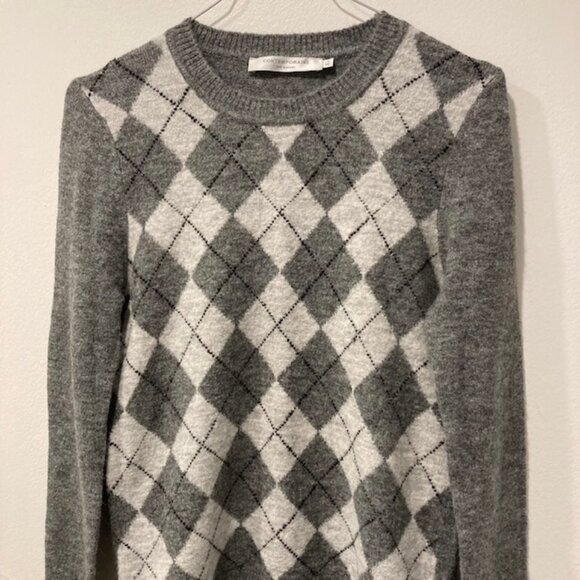 Simons Contemporaine Grey Plaid Checkered Sweater - Picture 1 of 4
